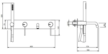 UP+ - Wall-mounted Recessed brass bathtub set with plate by Rubinetterie Treemme - view 3